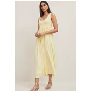 Ann Taylor L Petite Mixed Media Sweater Tank Dress Butter Yellow Preppy